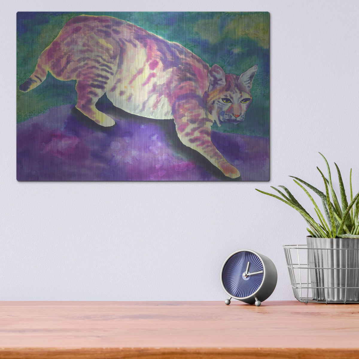 Luxe Metal Art 'Bobcat' by Carissa Luminess, Metal Wall Art,16x12