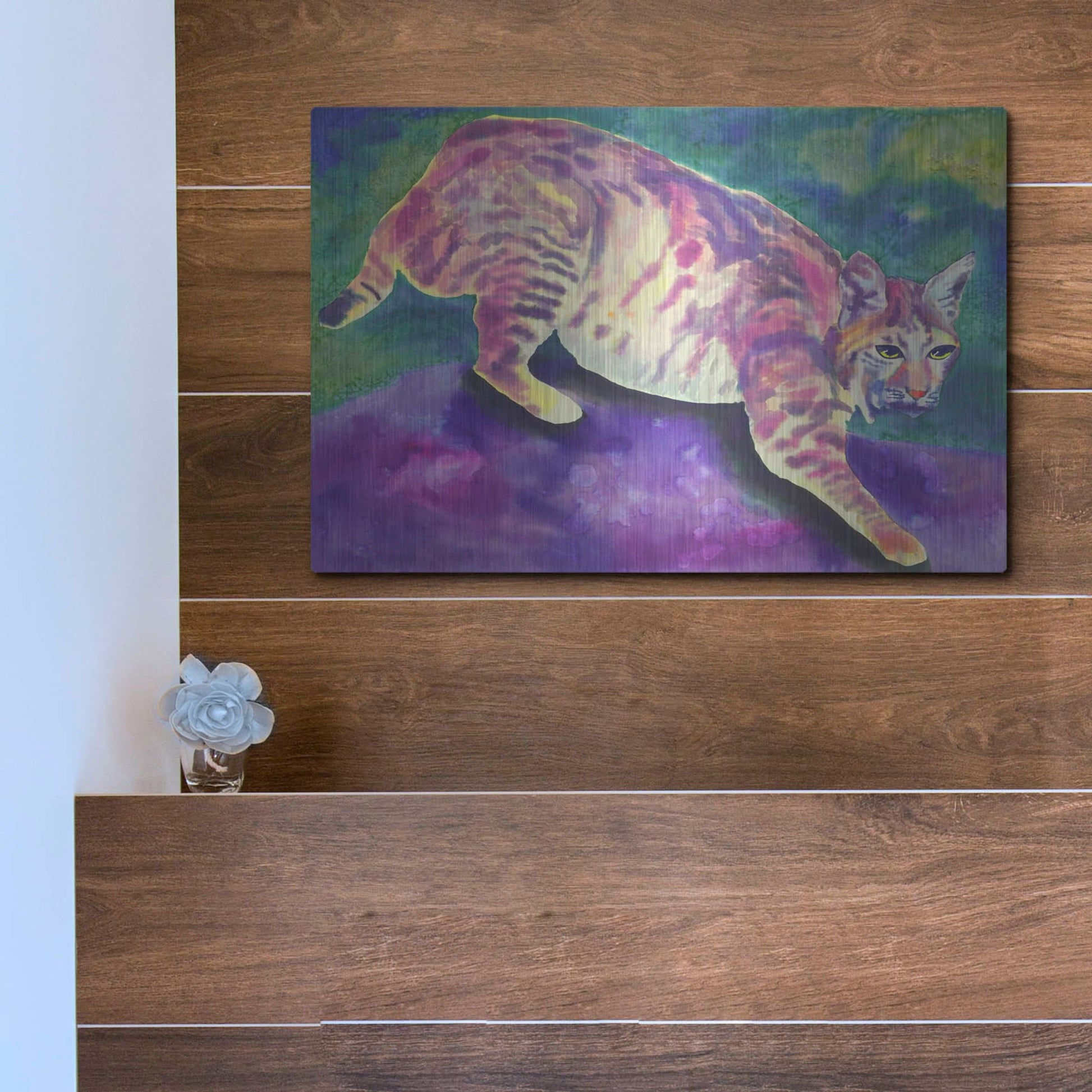 Luxe Metal Art 'Bobcat' by Carissa Luminess, Metal Wall Art,16x12