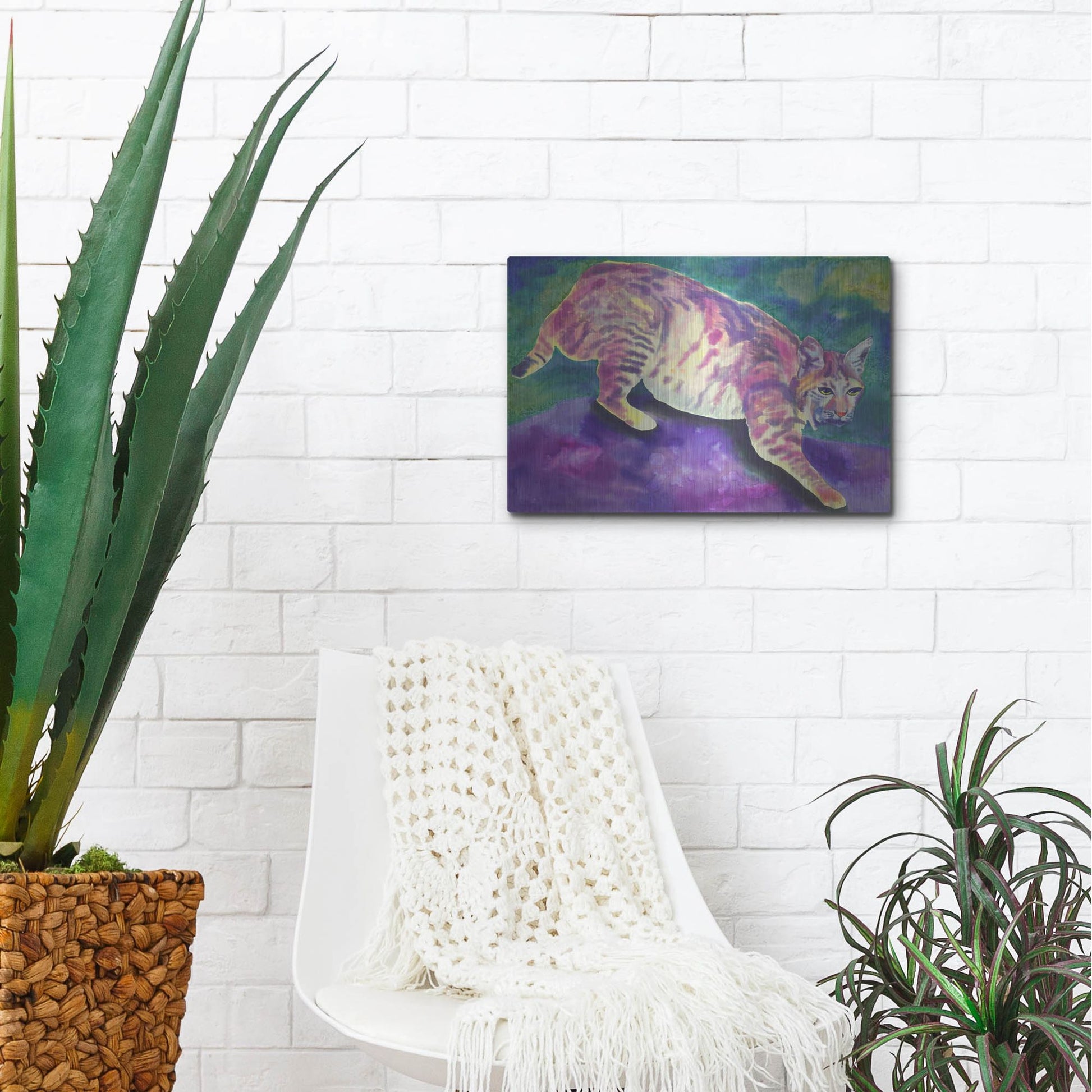 Luxe Metal Art 'Bobcat' by Carissa Luminess, Metal Wall Art,16x12