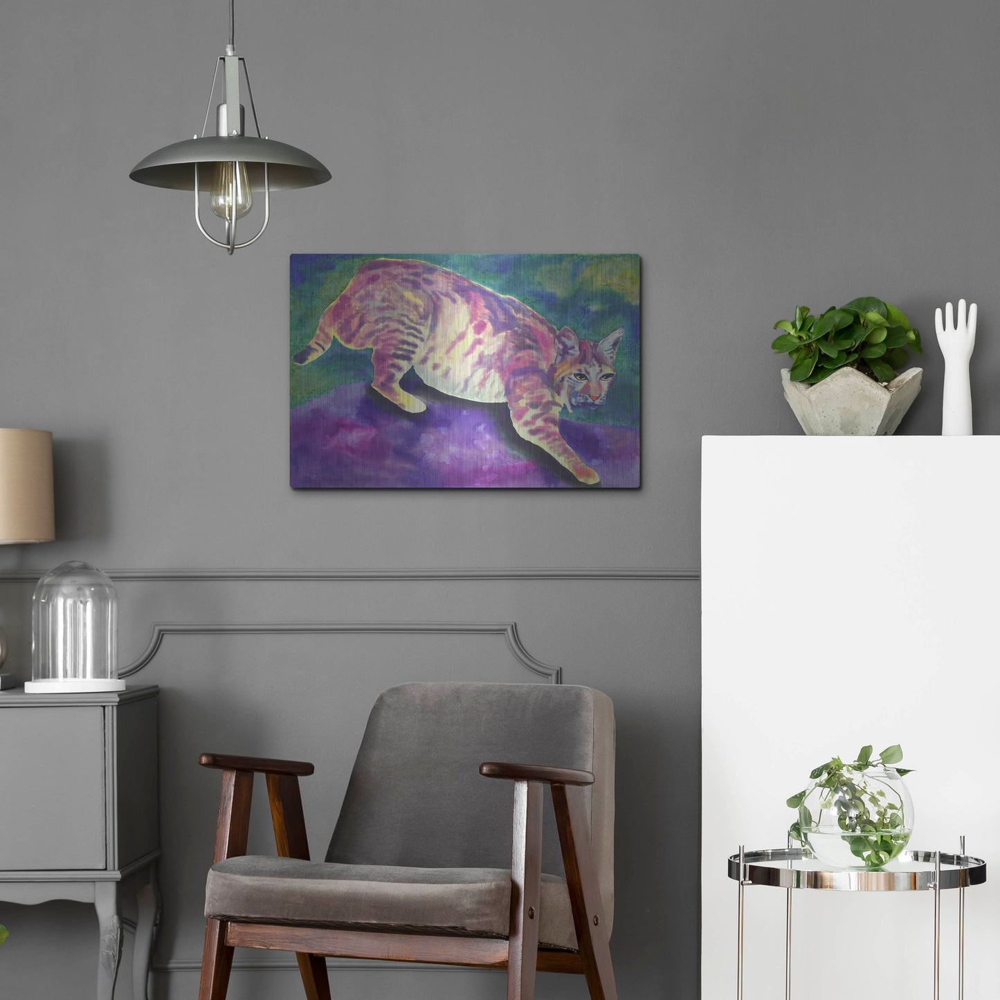 Luxe Metal Art 'Bobcat' by Carissa Luminess, Metal Wall Art,24x16