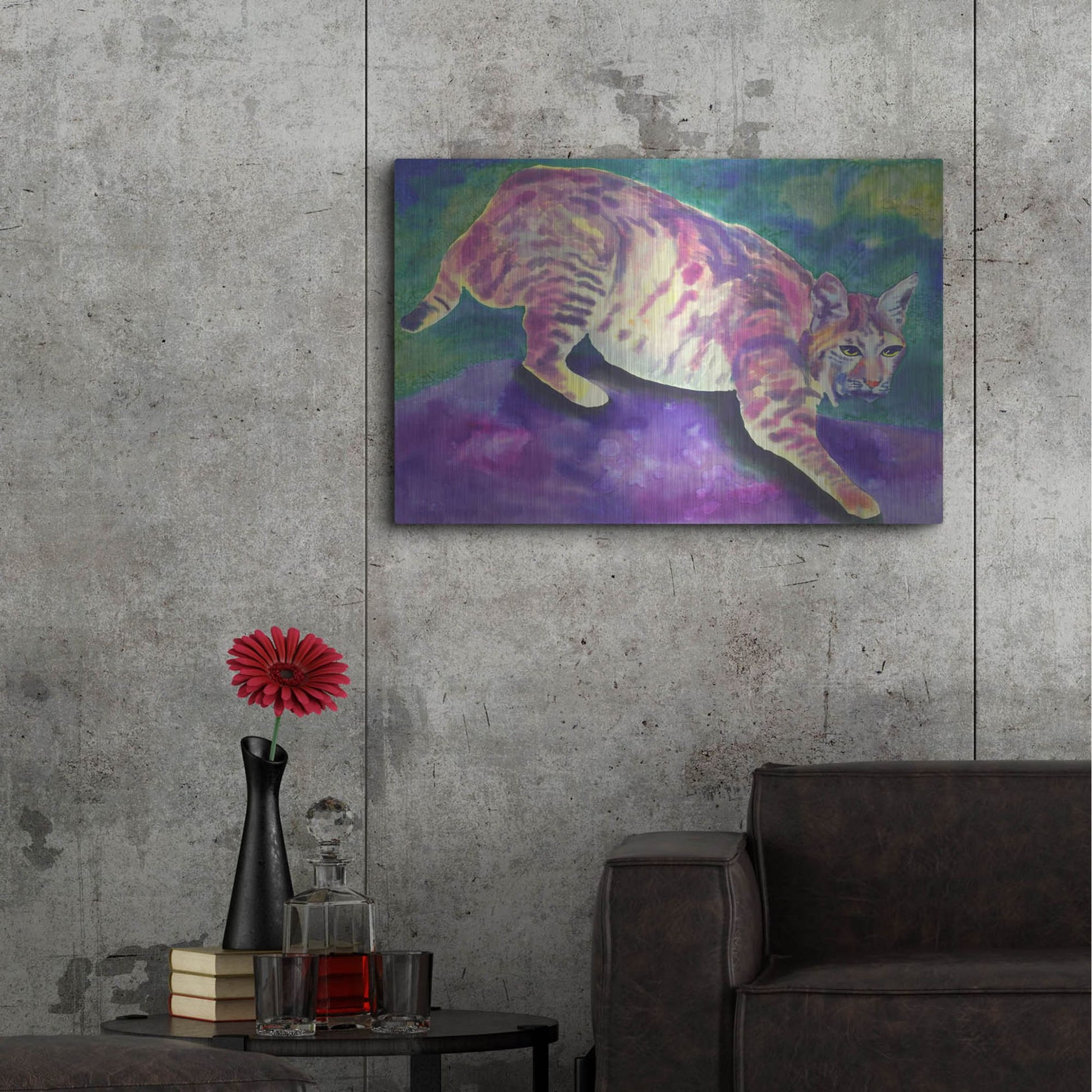 Luxe Metal Art 'Bobcat' by Carissa Luminess, Metal Wall Art,36x24