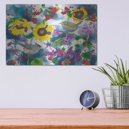 Luxe Metal Art 'Titmouse & Wren' by Carissa Luminess, Metal Wall Art,16x12