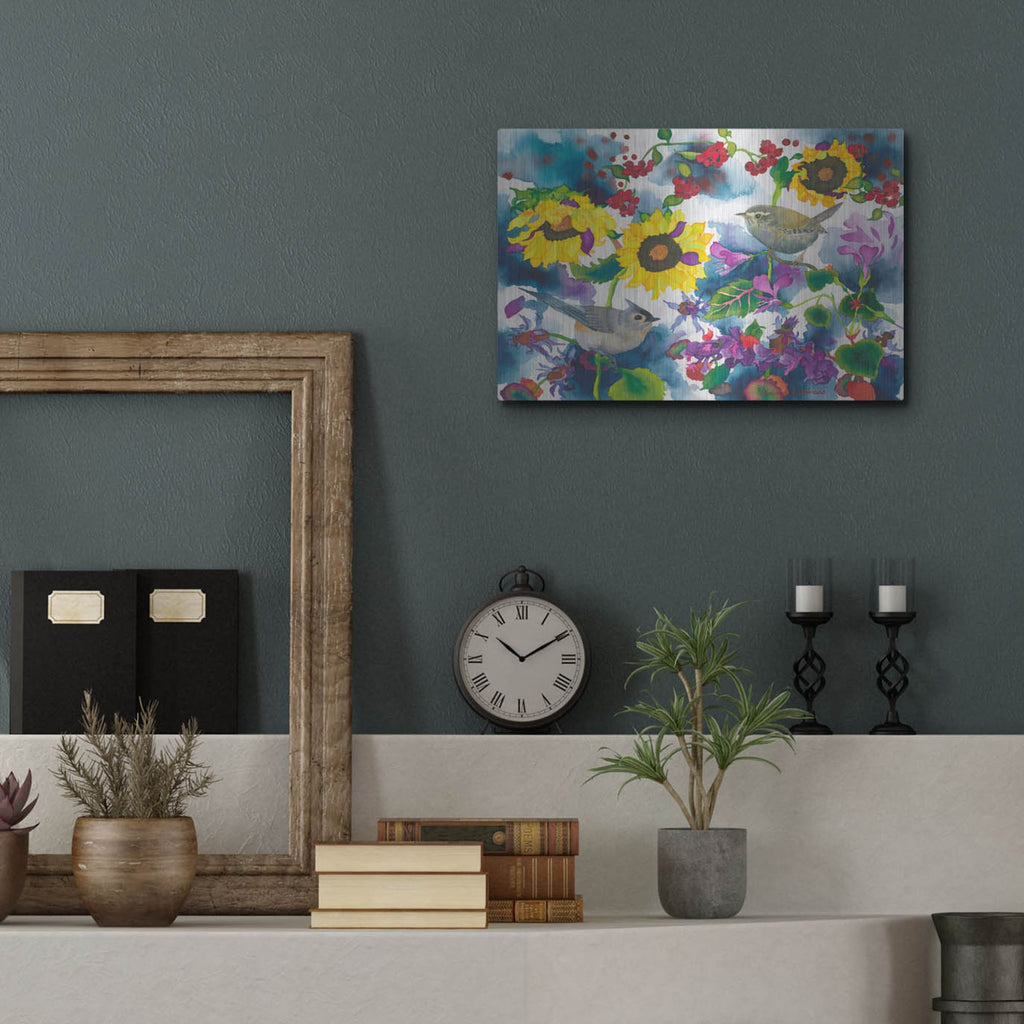 Luxe Metal Art 'Titmouse & Wren' by Carissa Luminess, Metal Wall Art,16x12