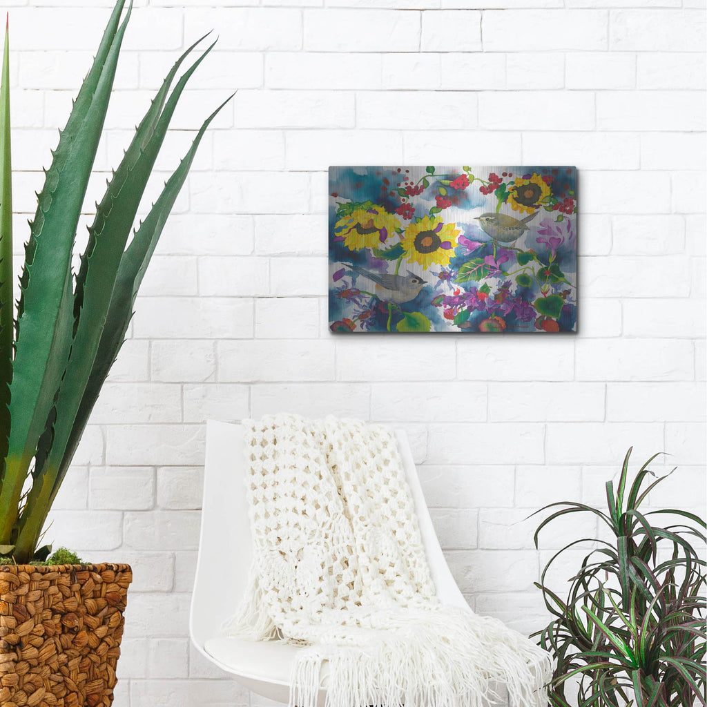 Luxe Metal Art 'Titmouse & Wren' by Carissa Luminess, Metal Wall Art,16x12