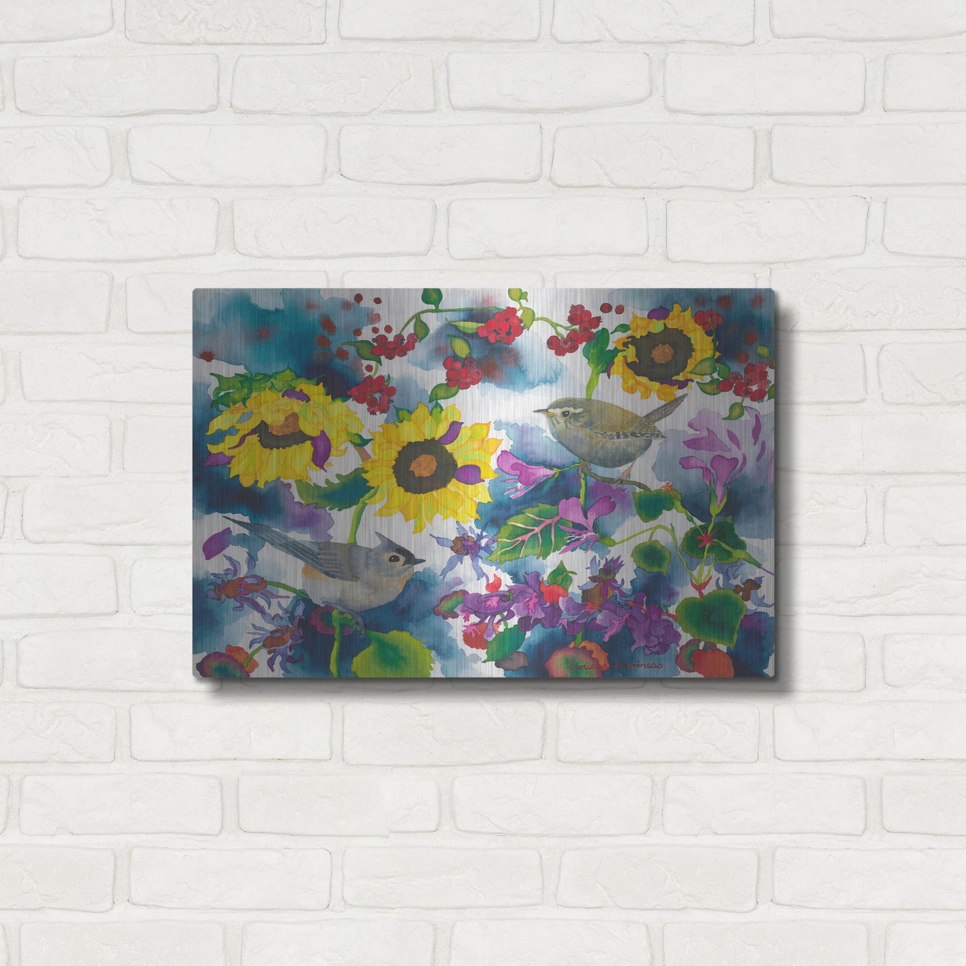 Luxe Metal Art 'Titmouse & Wren' by Carissa Luminess, Metal Wall Art,24x16