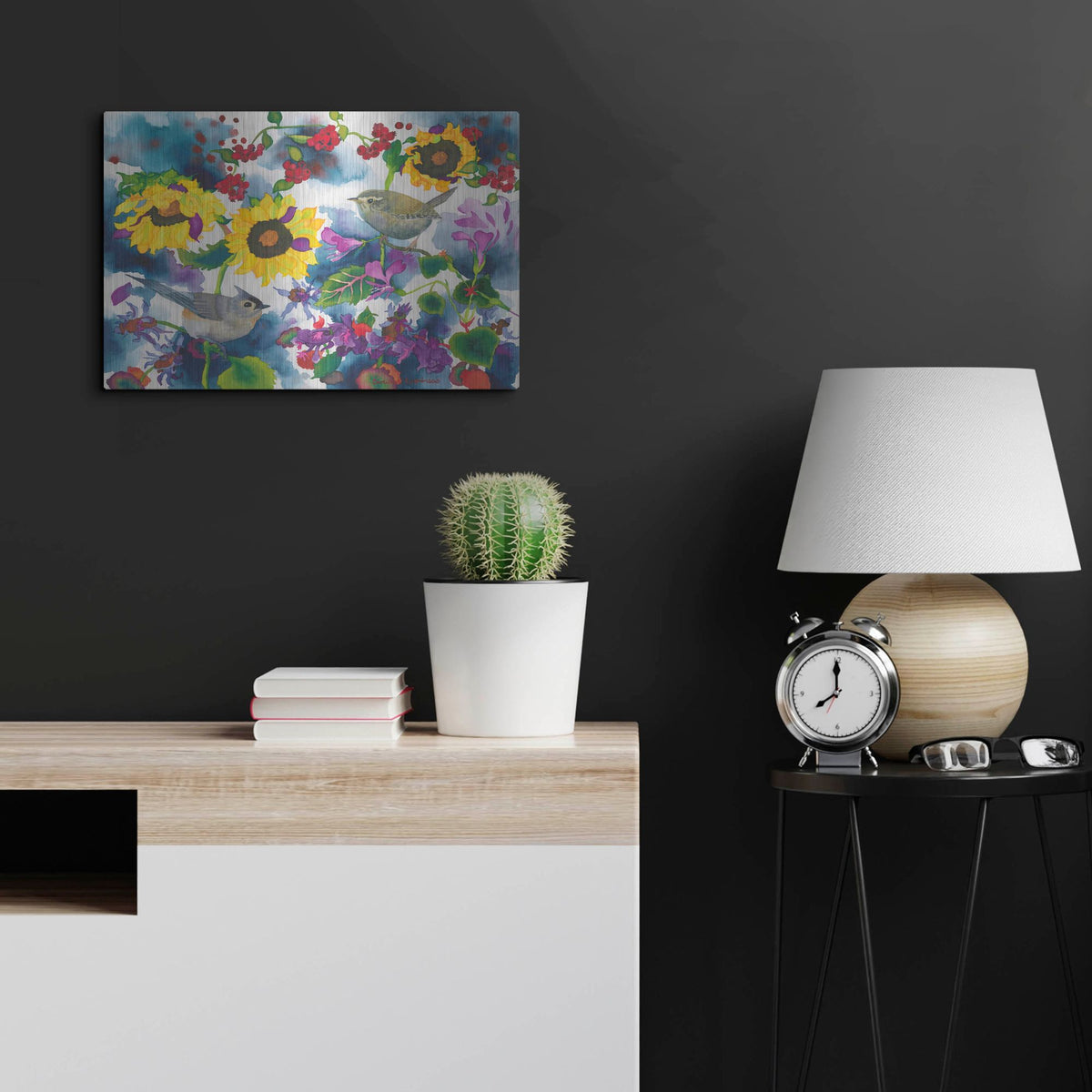 Luxe Metal Art 'Titmouse & Wren' by Carissa Luminess, Metal Wall Art,24x16