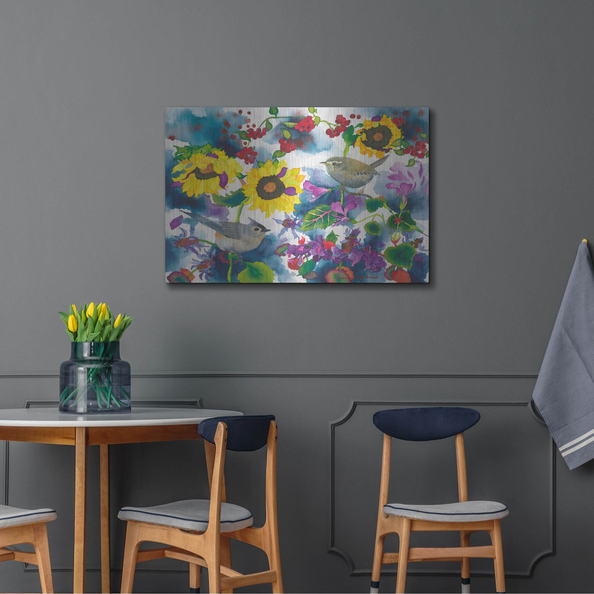 Luxe Metal Art 'Titmouse & Wren' by Carissa Luminess, Metal Wall Art,36x24