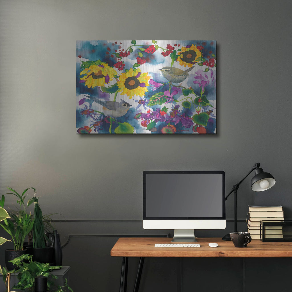 Luxe Metal Art 'Titmouse & Wren' by Carissa Luminess, Metal Wall Art,36x24