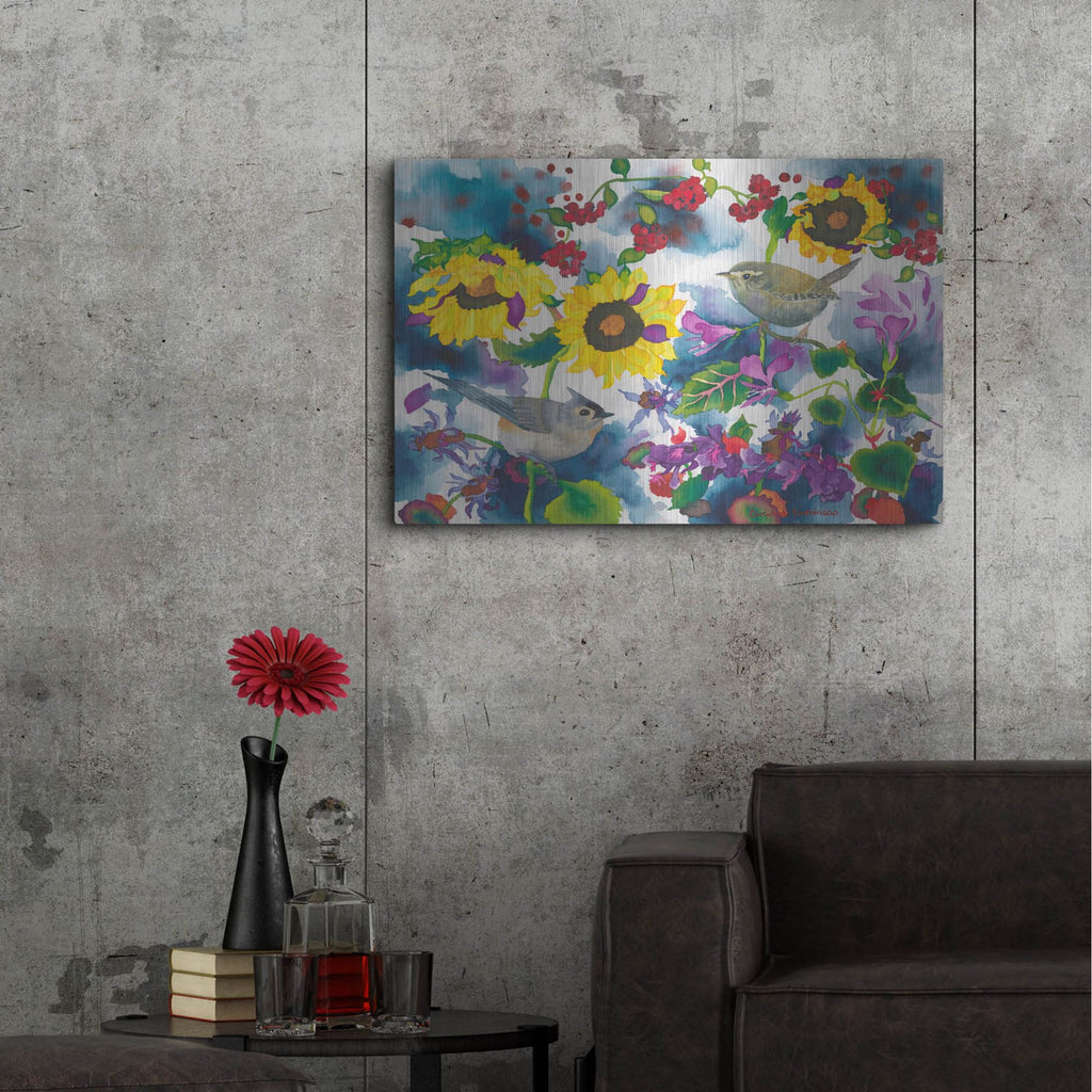 Luxe Metal Art 'Titmouse & Wren' by Carissa Luminess, Metal Wall Art,36x24