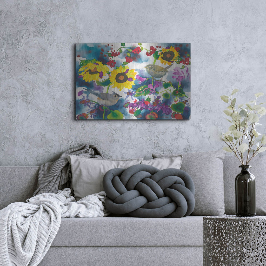 Luxe Metal Art 'Titmouse & Wren' by Carissa Luminess, Metal Wall Art,36x24