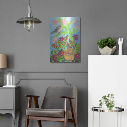 Luxe Metal Art 'Bunny and Sparrow' by Carissa Luminess, Metal Wall Art,16x24