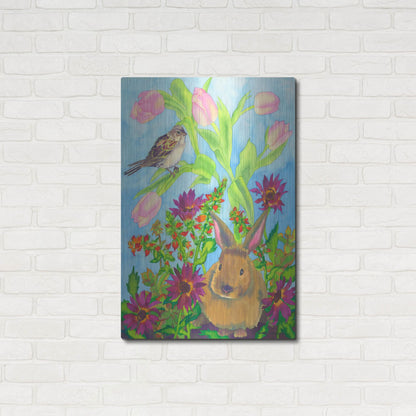 Luxe Metal Art 'Bunny and Sparrow' by Carissa Luminess, Metal Wall Art,24x36