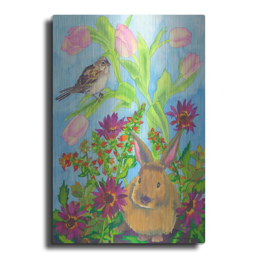 Luxe Metal Art 'Bunny and Sparrow' by Carissa Luminess, Metal Wall Art