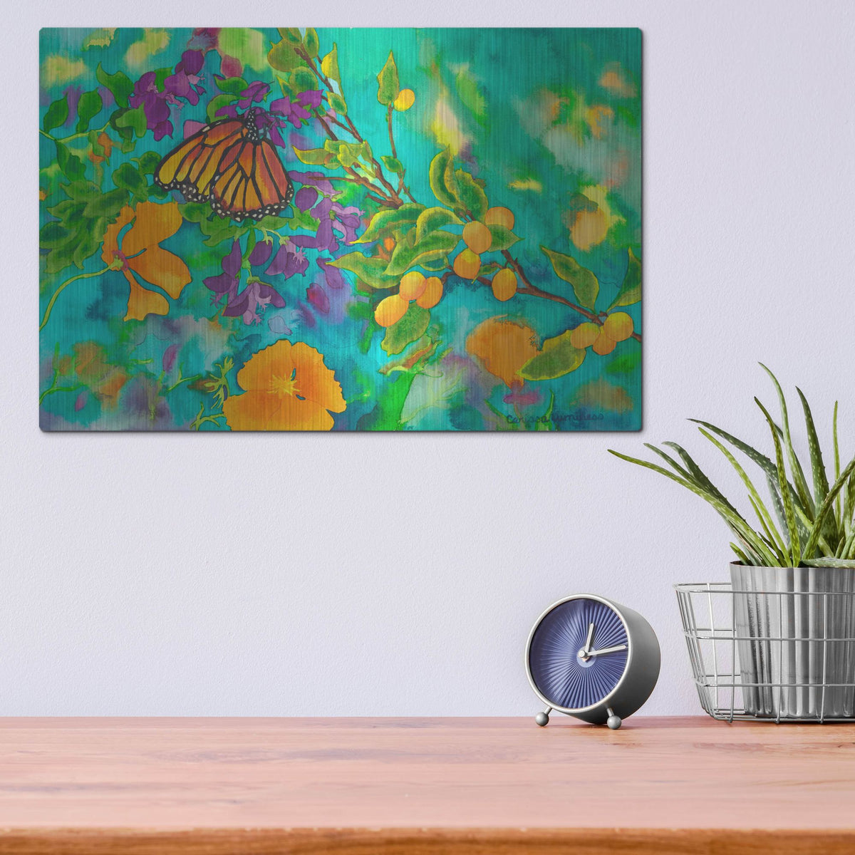 Luxe Metal Art 'California Monarch' by Carissa Luminess, Metal Wall Art,16x12