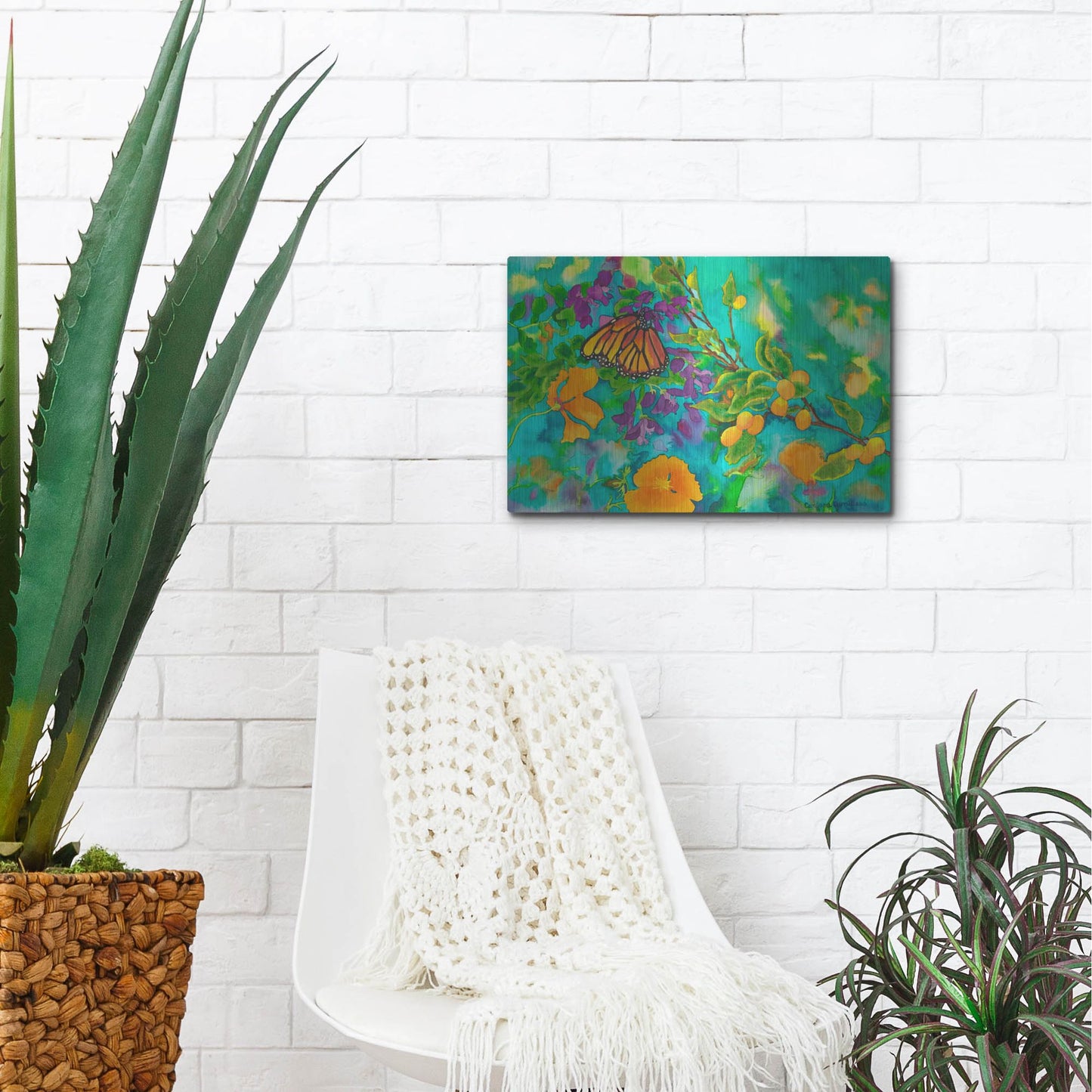 Luxe Metal Art 'California Monarch' by Carissa Luminess, Metal Wall Art,16x12