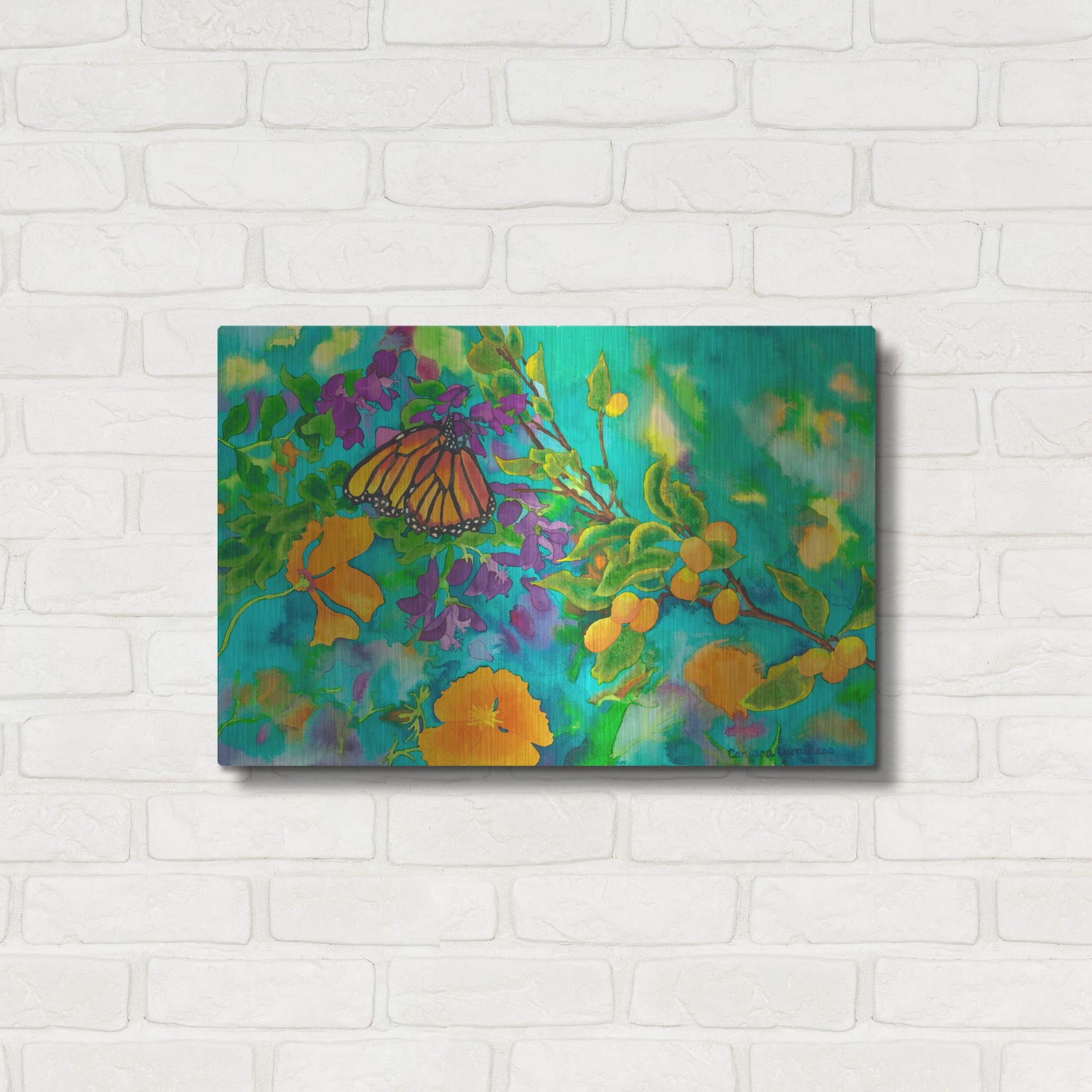 Luxe Metal Art 'California Monarch' by Carissa Luminess, Metal Wall Art,24x16