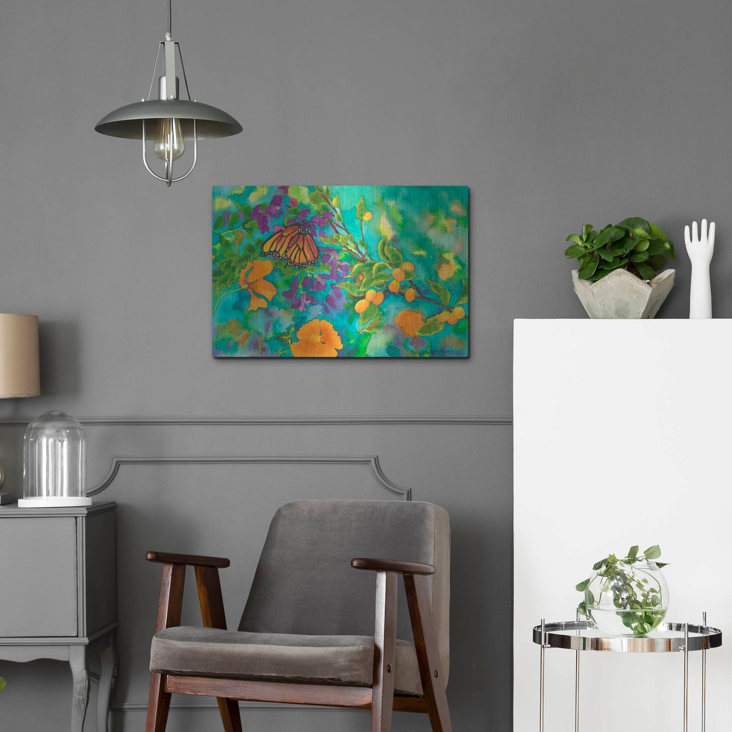 Luxe Metal Art 'California Monarch' by Carissa Luminess, Metal Wall Art,24x16