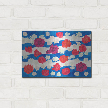 Luxe Metal Art 'Patriotic Floral' by Carissa Luminess, Metal Wall Art,16x12