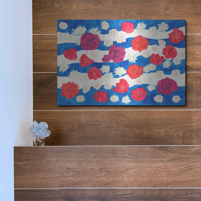 Luxe Metal Art 'Patriotic Floral' by Carissa Luminess, Metal Wall Art,16x12