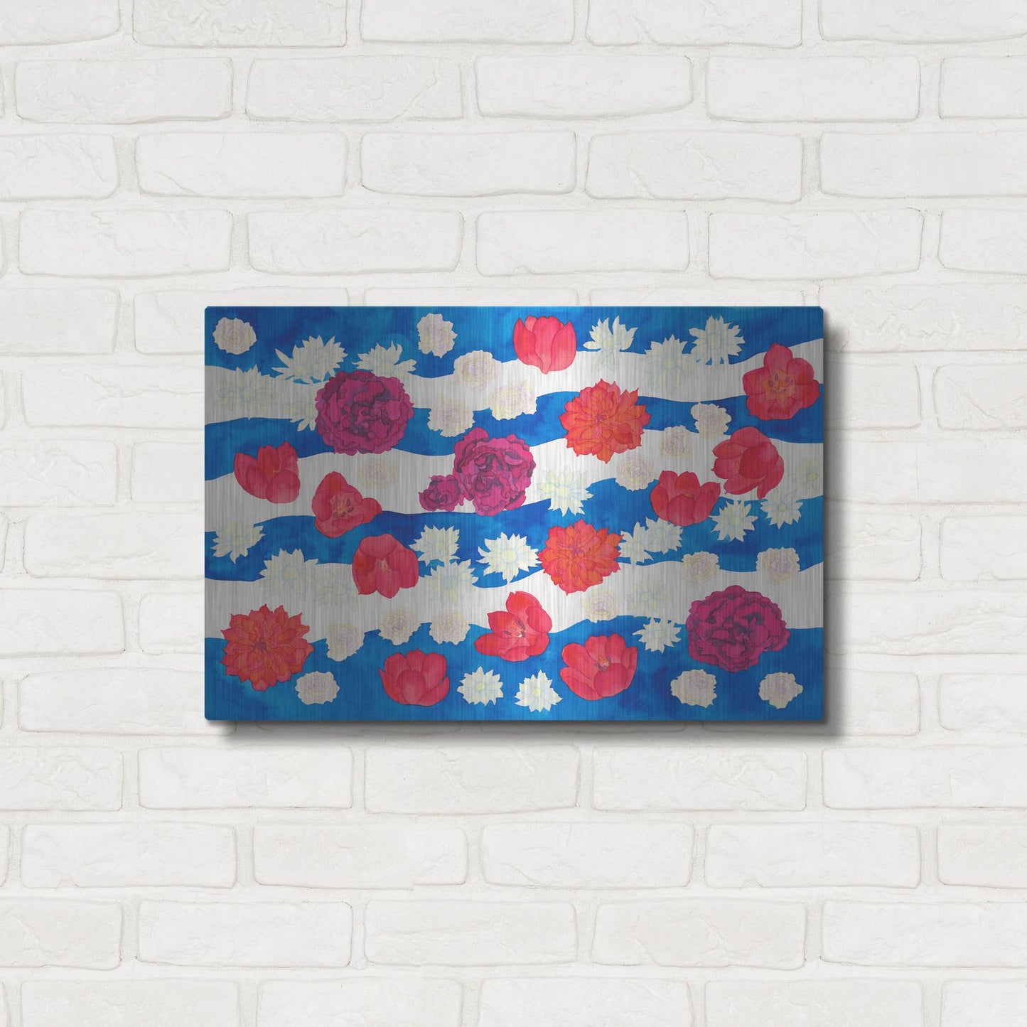 Luxe Metal Art 'Patriotic Floral' by Carissa Luminess, Metal Wall Art,24x16