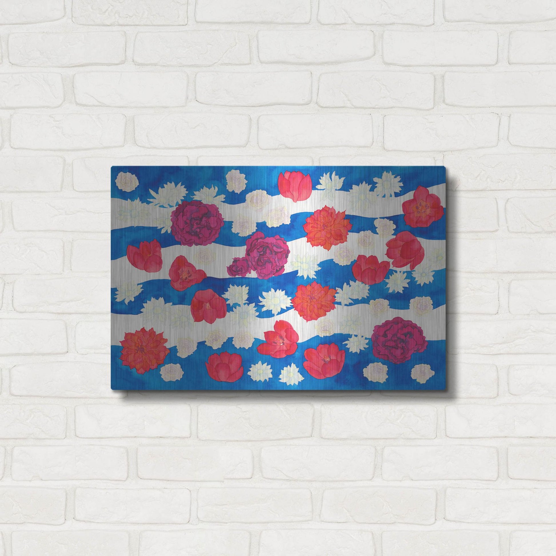 Luxe Metal Art 'Patriotic Floral' by Carissa Luminess, Metal Wall Art,24x16