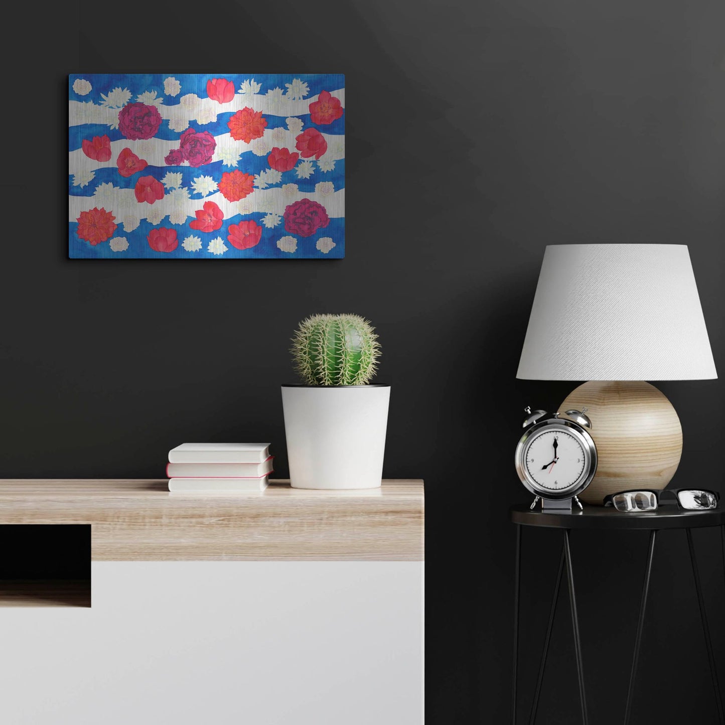 Luxe Metal Art 'Patriotic Floral' by Carissa Luminess, Metal Wall Art,24x16