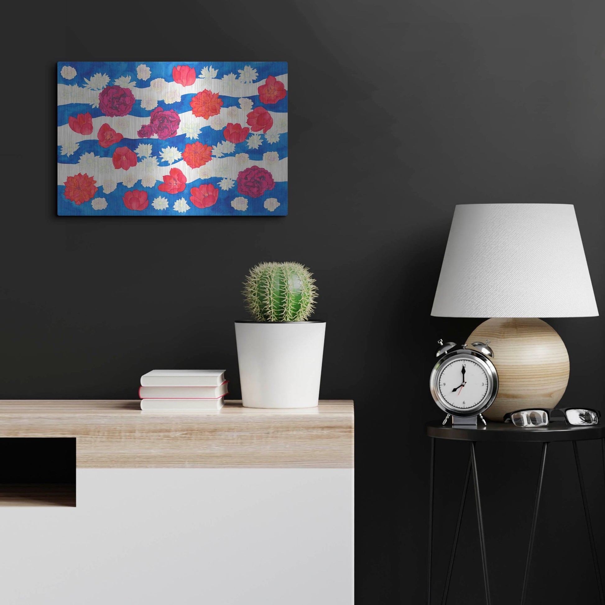 Luxe Metal Art 'Patriotic Floral' by Carissa Luminess, Metal Wall Art,24x16