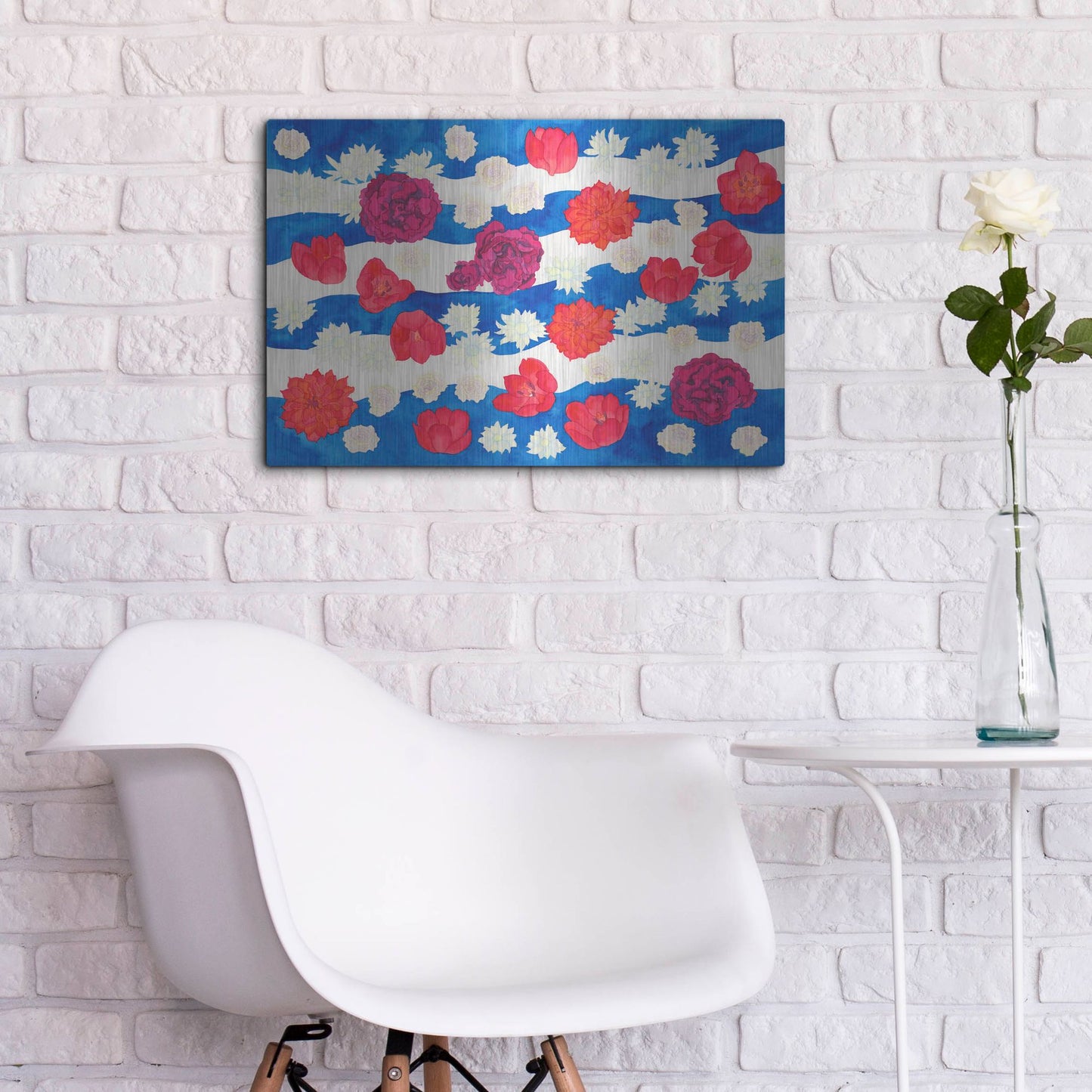 Luxe Metal Art 'Patriotic Floral' by Carissa Luminess, Metal Wall Art,24x16