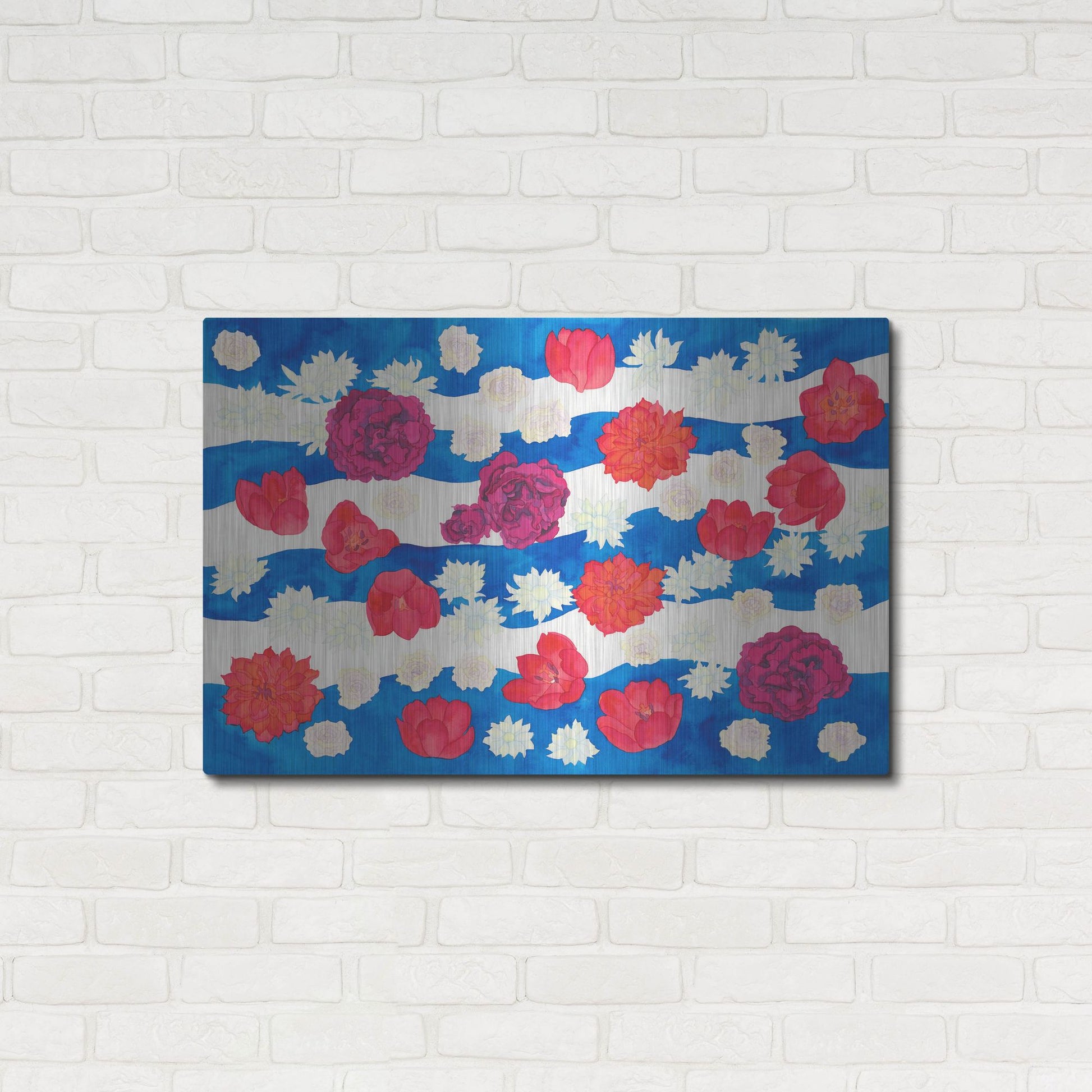 Luxe Metal Art 'Patriotic Floral' by Carissa Luminess, Metal Wall Art,36x24