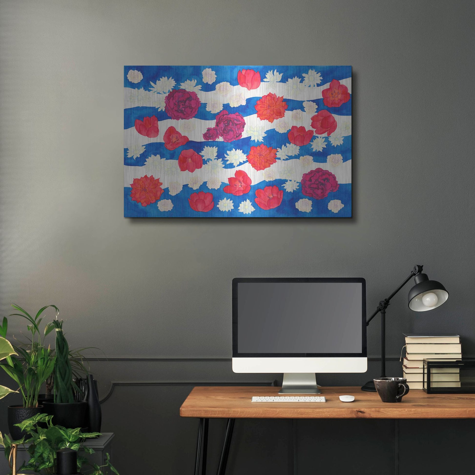 Luxe Metal Art 'Patriotic Floral' by Carissa Luminess, Metal Wall Art,36x24