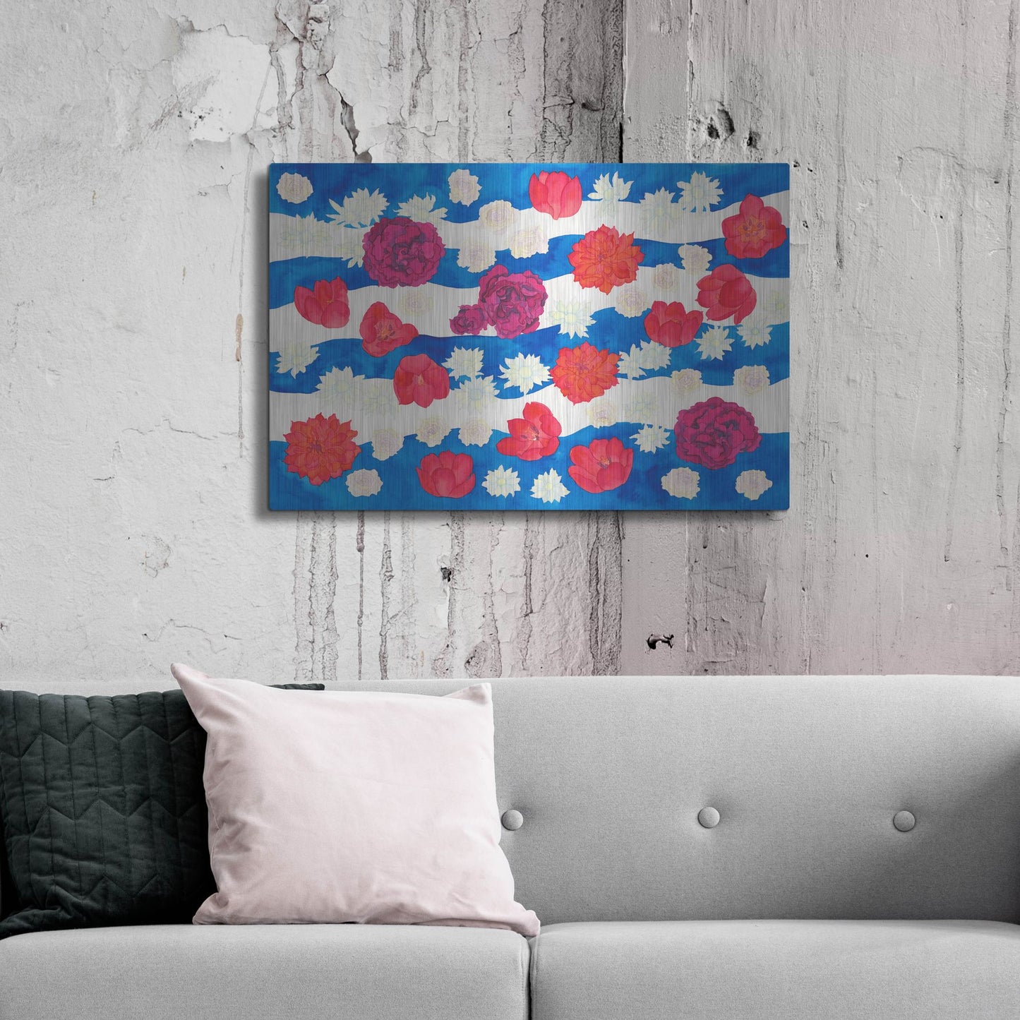 Luxe Metal Art 'Patriotic Floral' by Carissa Luminess, Metal Wall Art,36x24