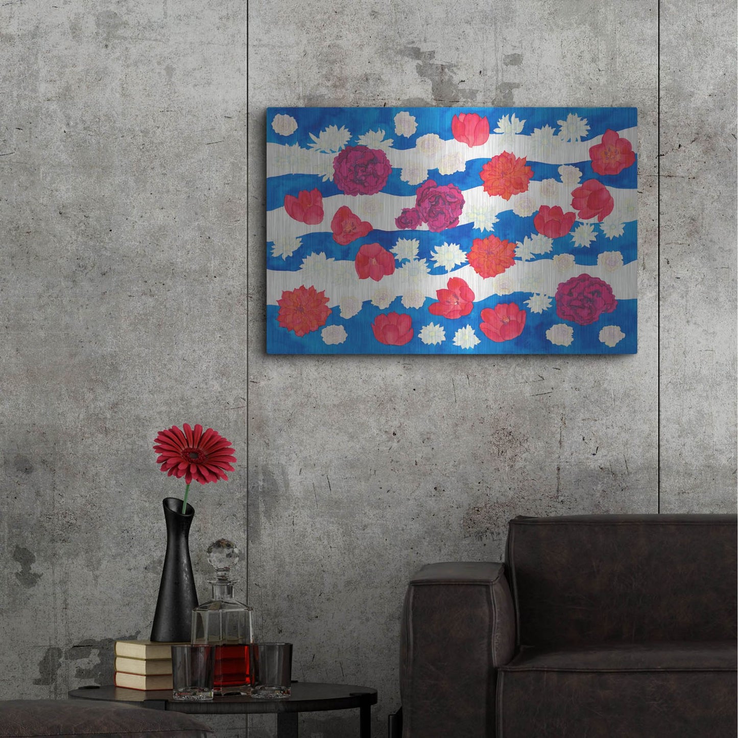Luxe Metal Art 'Patriotic Floral' by Carissa Luminess, Metal Wall Art,36x24