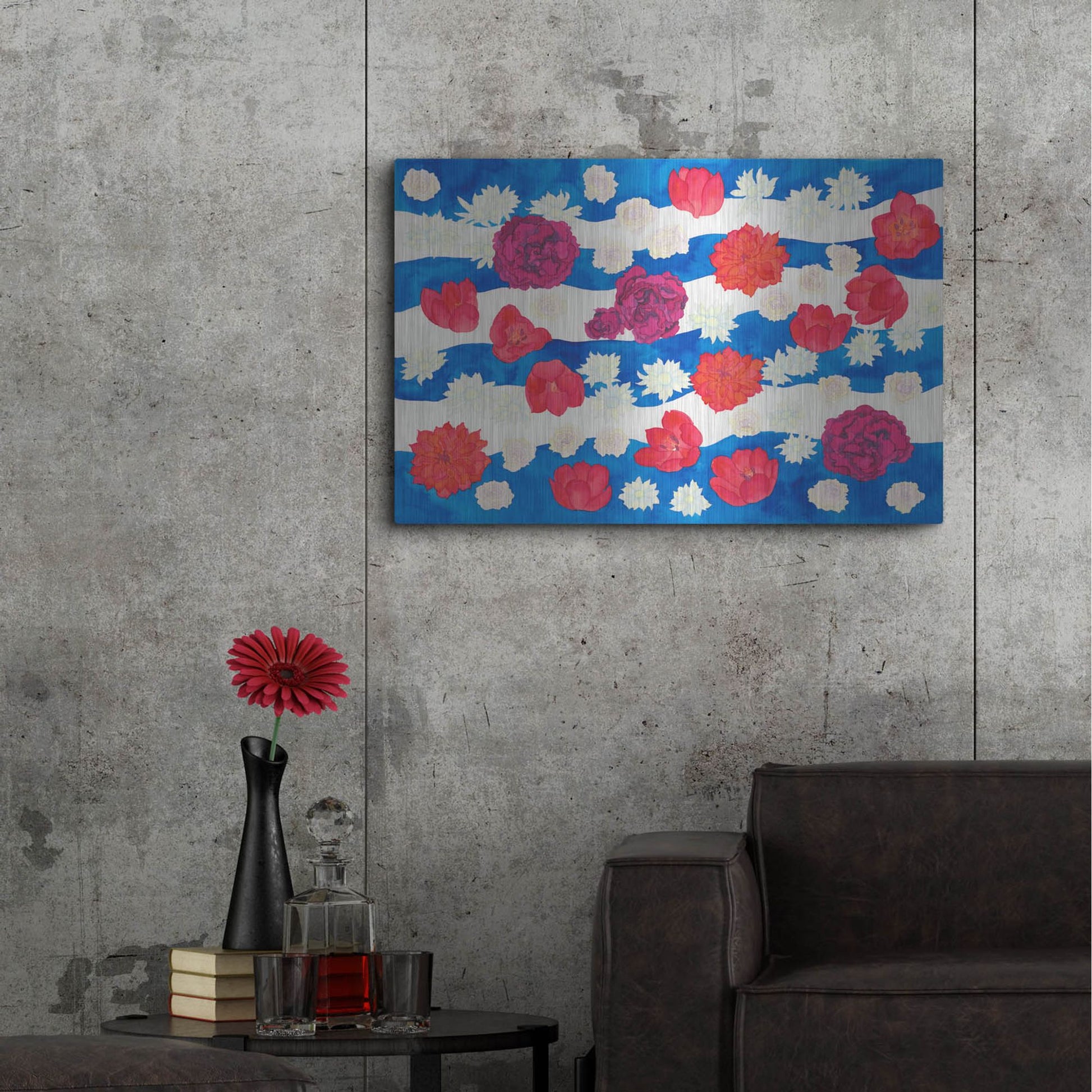 Luxe Metal Art 'Patriotic Floral' by Carissa Luminess, Metal Wall Art,36x24