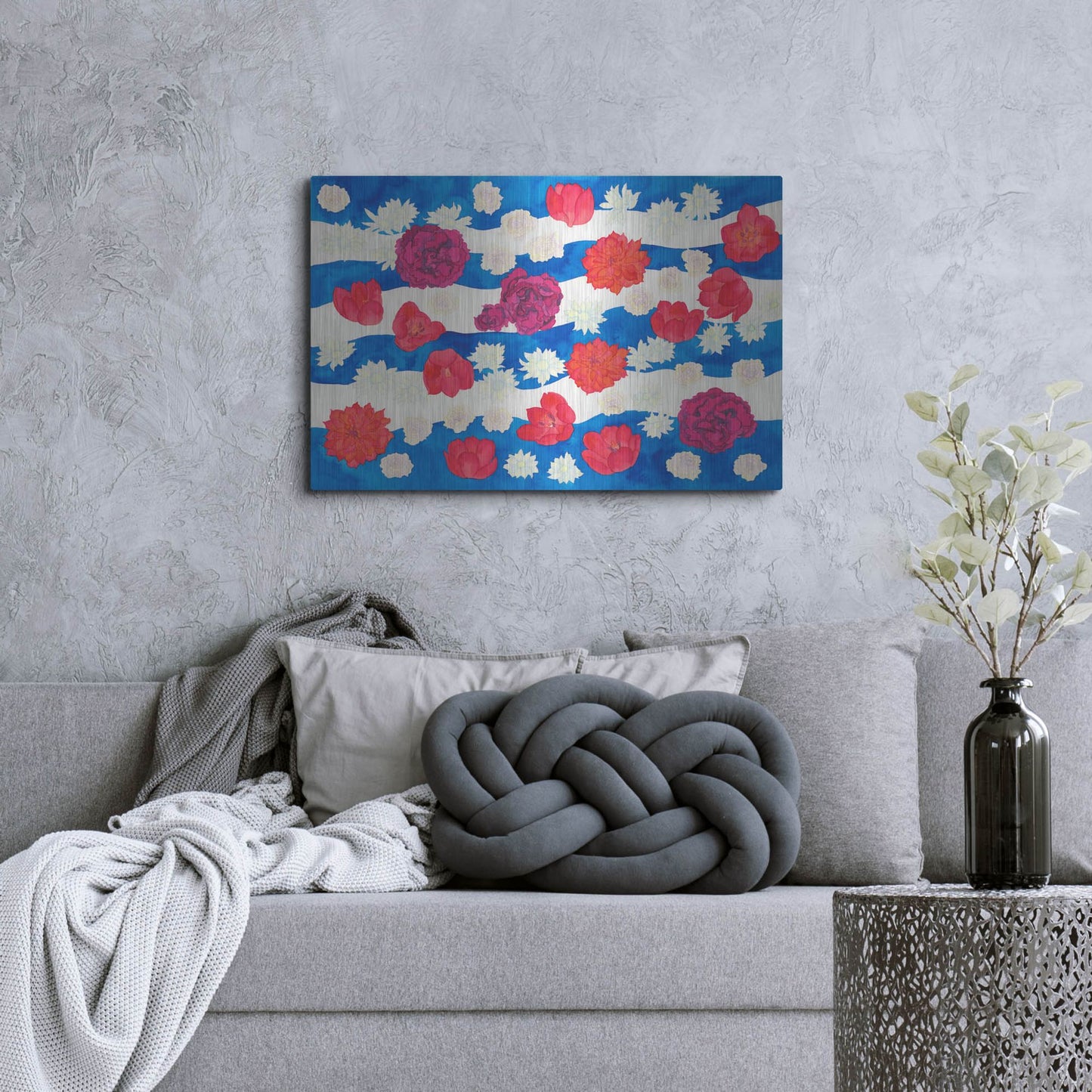 Luxe Metal Art 'Patriotic Floral' by Carissa Luminess, Metal Wall Art,36x24