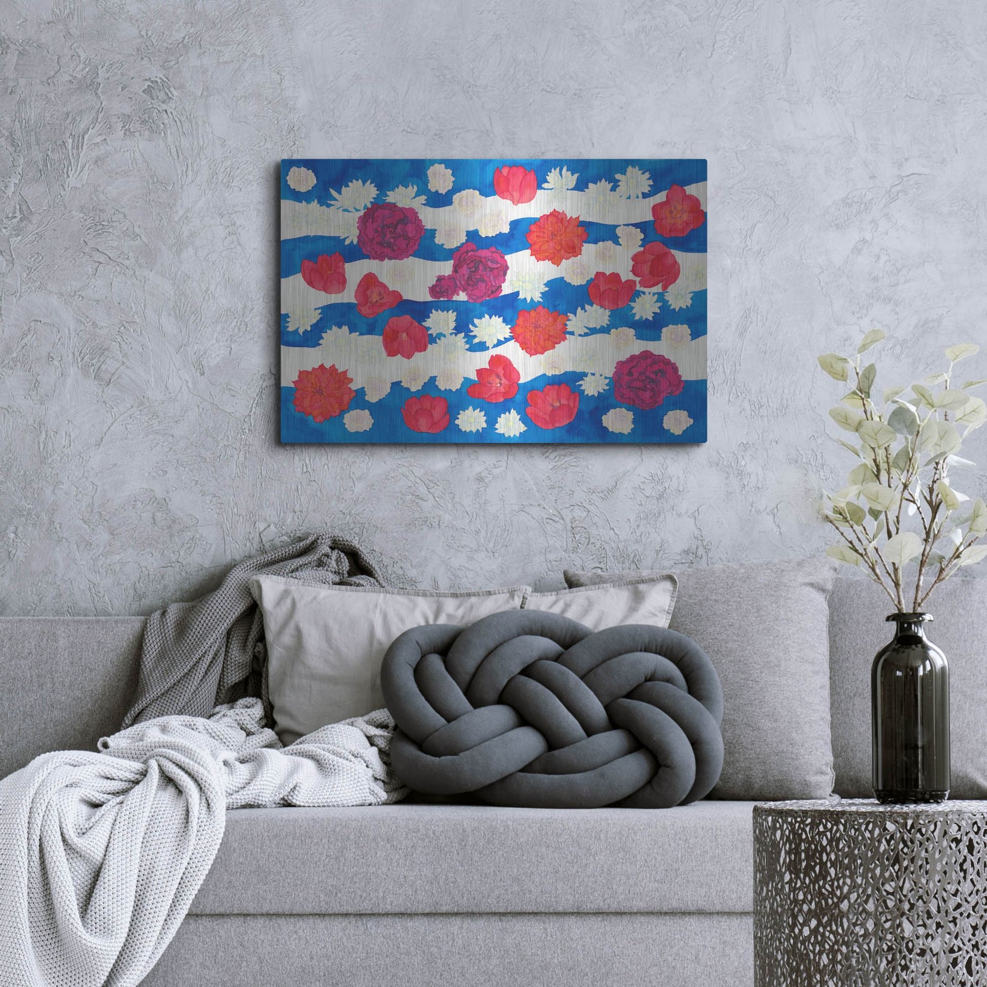 Luxe Metal Art 'Patriotic Floral' by Carissa Luminess, Metal Wall Art,36x24
