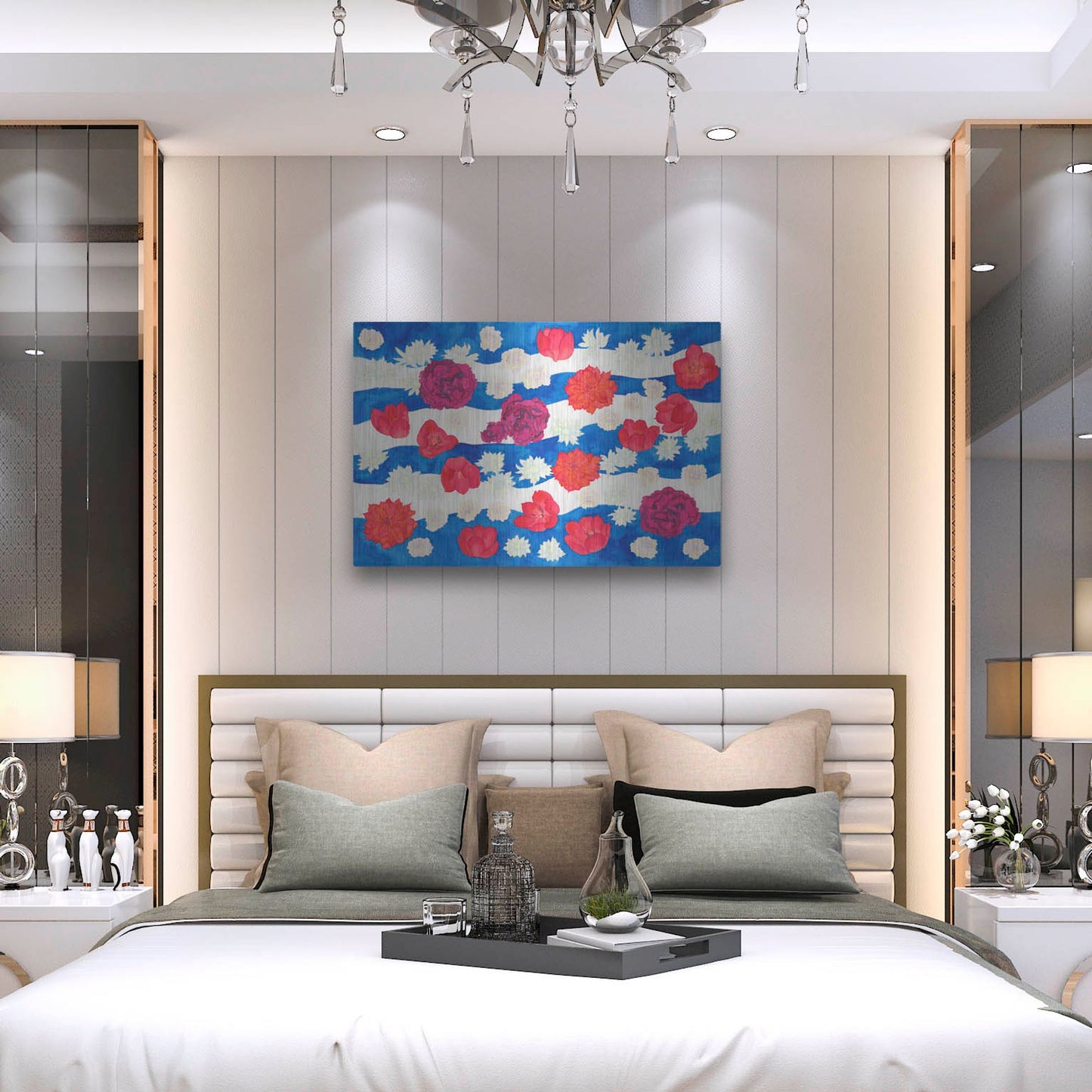 Luxe Metal Art 'Patriotic Floral' by Carissa Luminess, Metal Wall Art,36x24