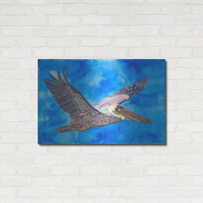 Luxe Metal Art 'Flying Pelican' by Carissa Luminess, Metal Wall Art,36x24