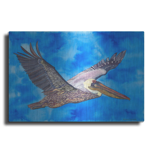 Luxe Metal Art 'Flying Pelican' by Carissa Luminess, Metal Wall Art