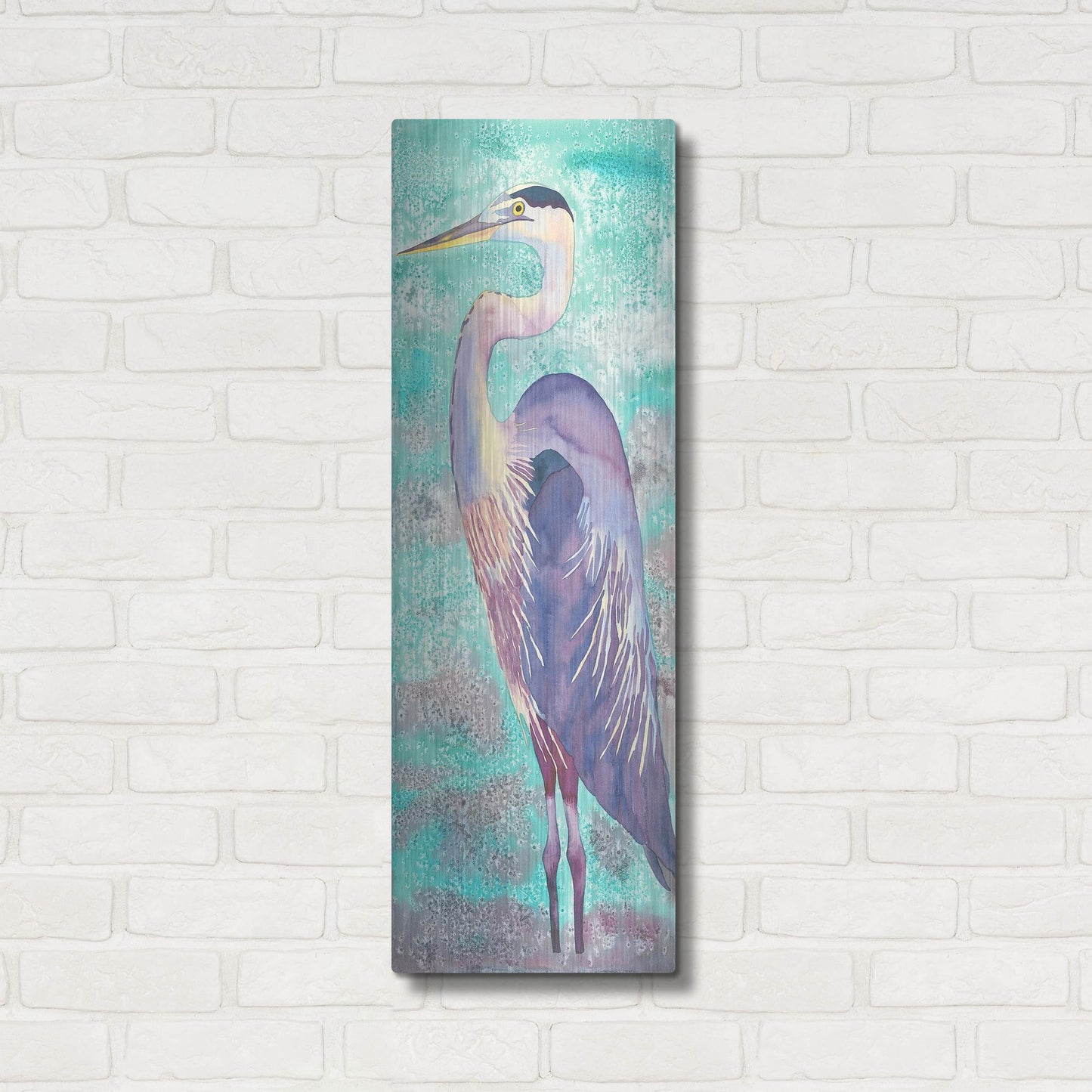 Luxe Metal Art 'Great Blue Heron' by Carissa Luminess, Metal Wall Art,12x36