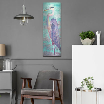 Luxe Metal Art 'Great Blue Heron' by Carissa Luminess, Metal Wall Art,12x36