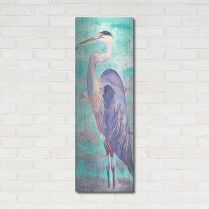 Luxe Metal Art 'Great Blue Heron' by Carissa Luminess, Metal Wall Art,16x48