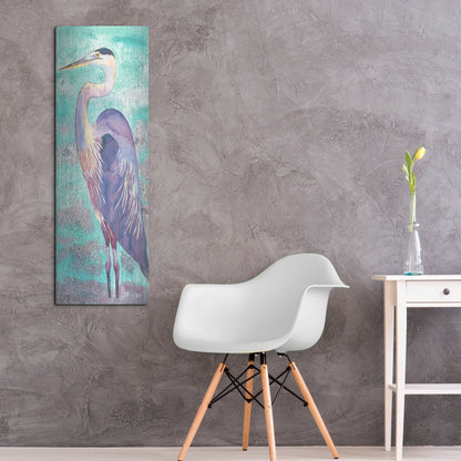 Luxe Metal Art 'Great Blue Heron' by Carissa Luminess, Metal Wall Art,16x48