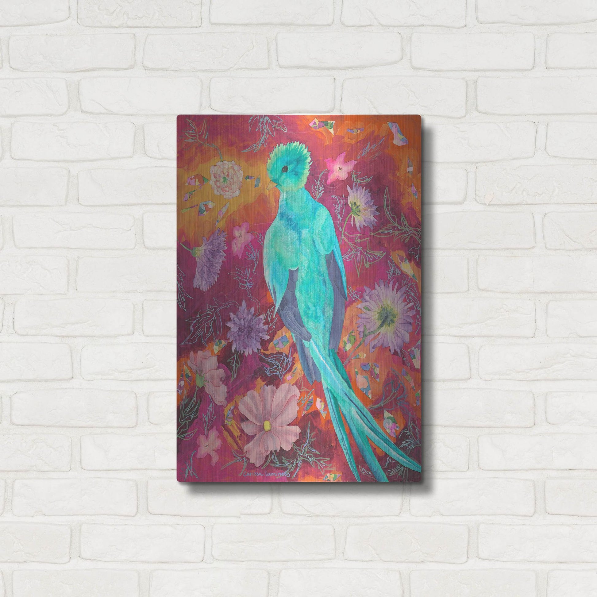 Luxe Metal Art 'Quetzecal' by Carissa Luminess, Metal Wall Art,16x24