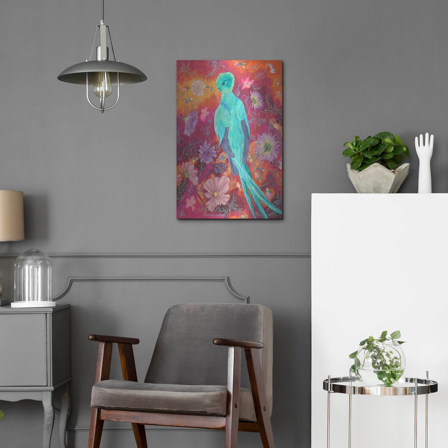 Luxe Metal Art 'Quetzecal' by Carissa Luminess, Metal Wall Art,16x24