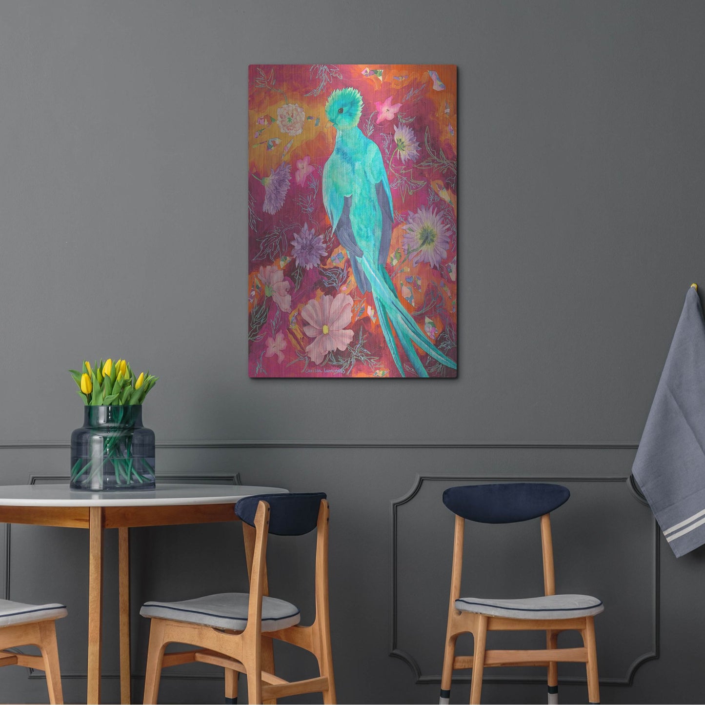 Luxe Metal Art 'Quetzecal' by Carissa Luminess, Metal Wall Art,24x36