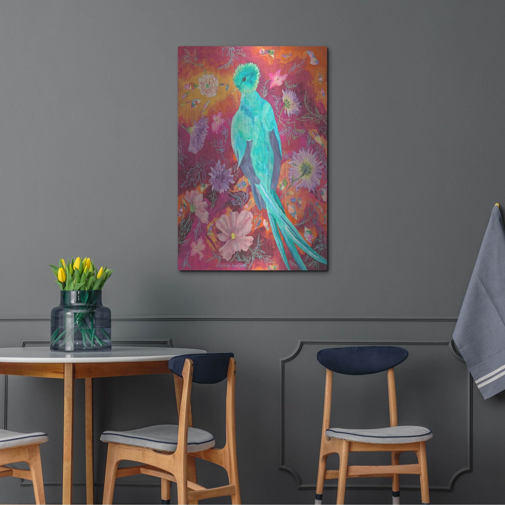 Luxe Metal Art 'Quetzecal' by Carissa Luminess, Metal Wall Art,24x36