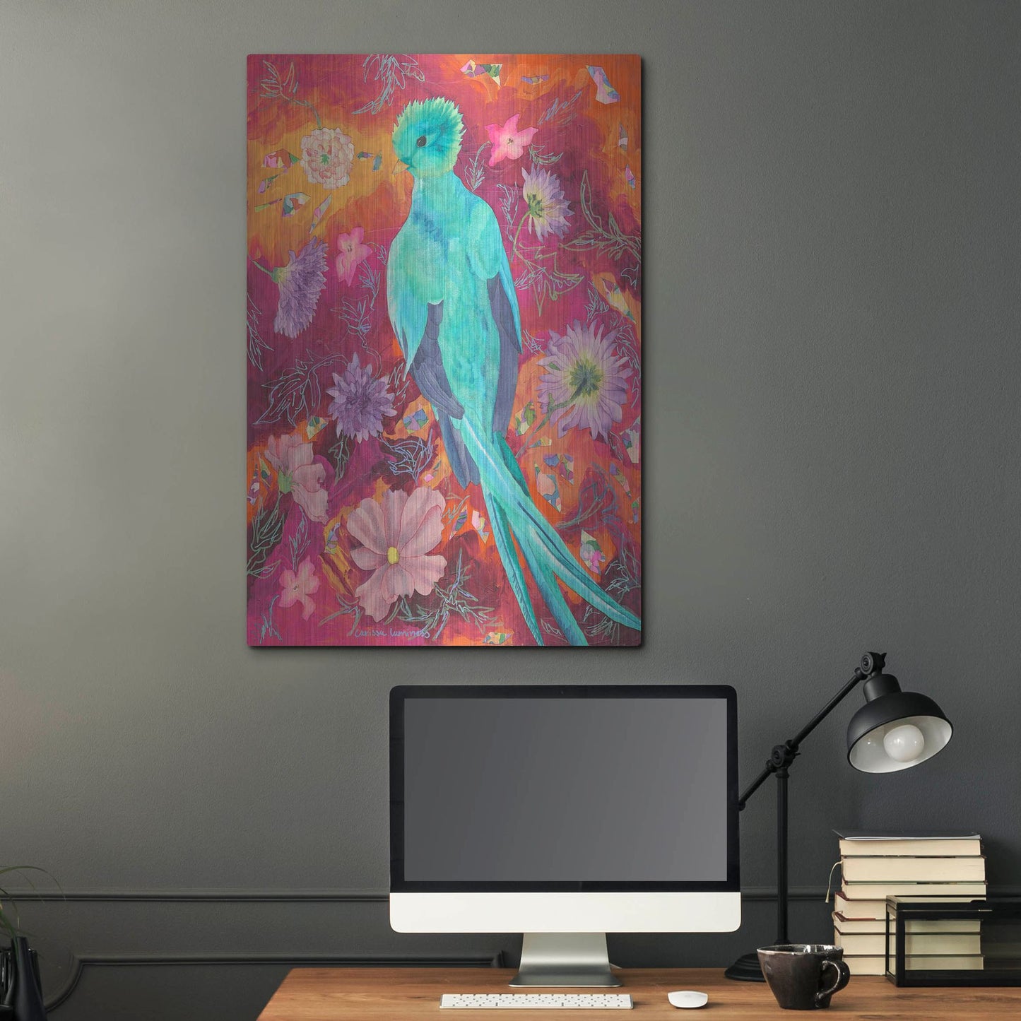 Luxe Metal Art 'Quetzecal' by Carissa Luminess, Metal Wall Art,24x36