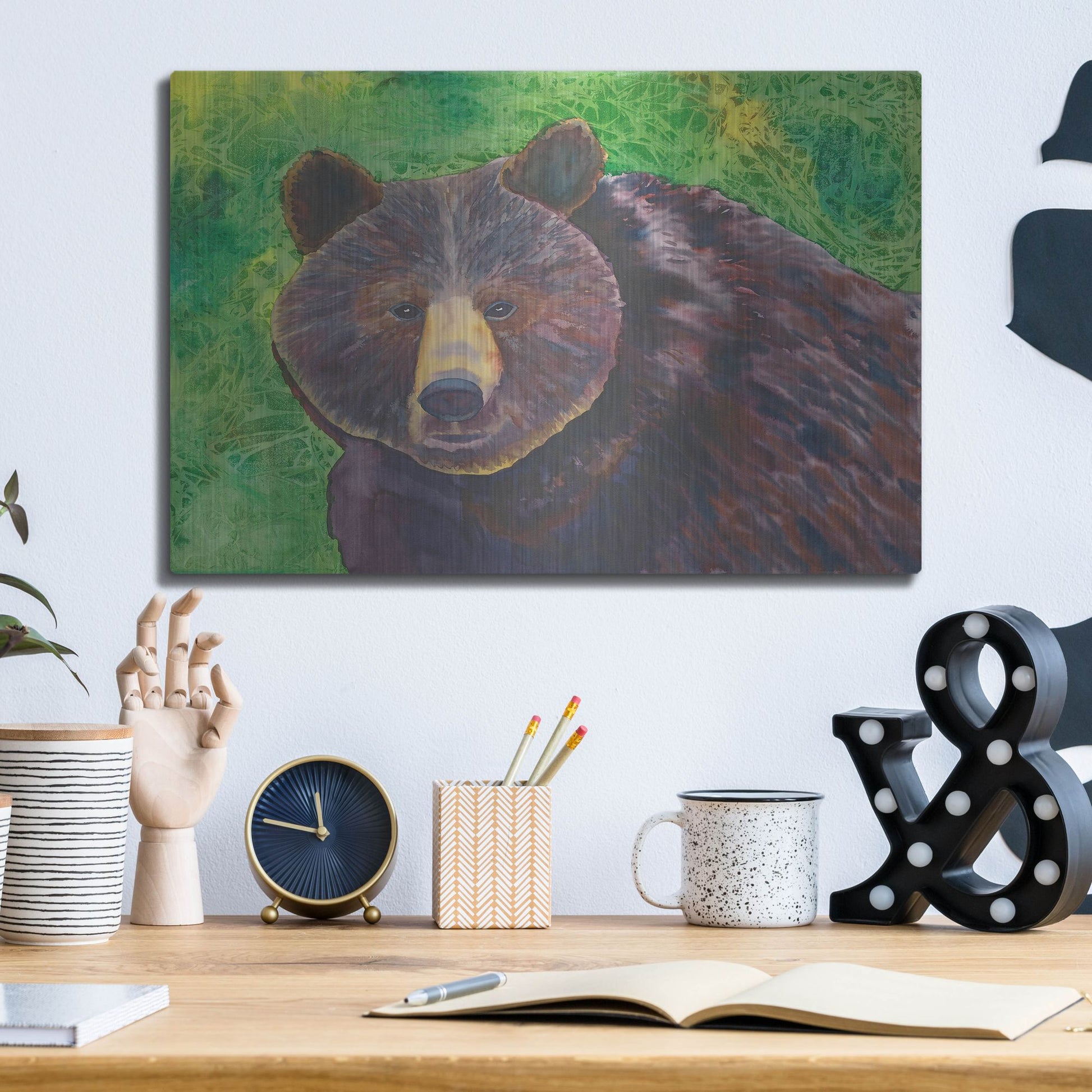 Luxe Metal Art 'Bear' by Carissa Luminess, Metal Wall Art,16x12