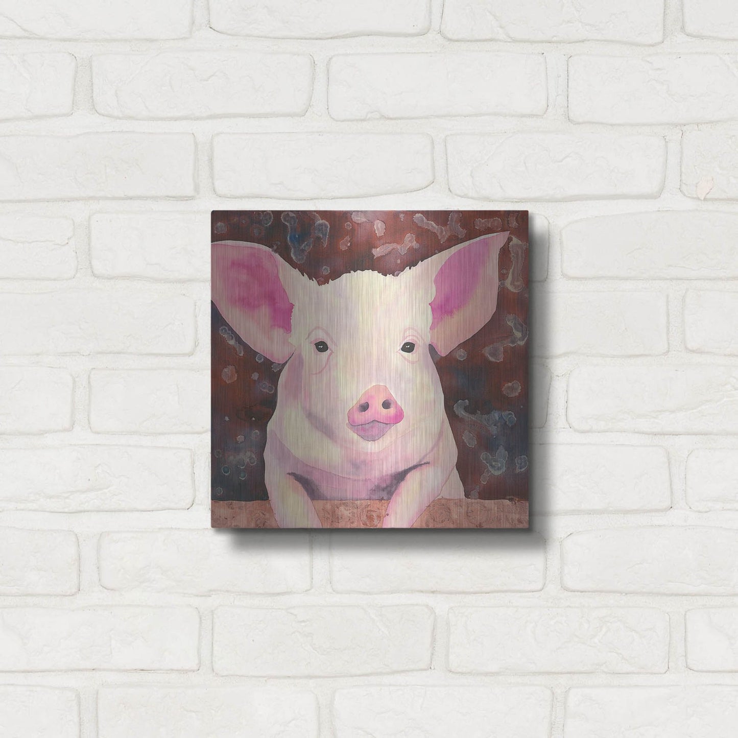 Luxe Metal Art 'Pig' by Carissa Luminess, Metal Wall Art,12x12