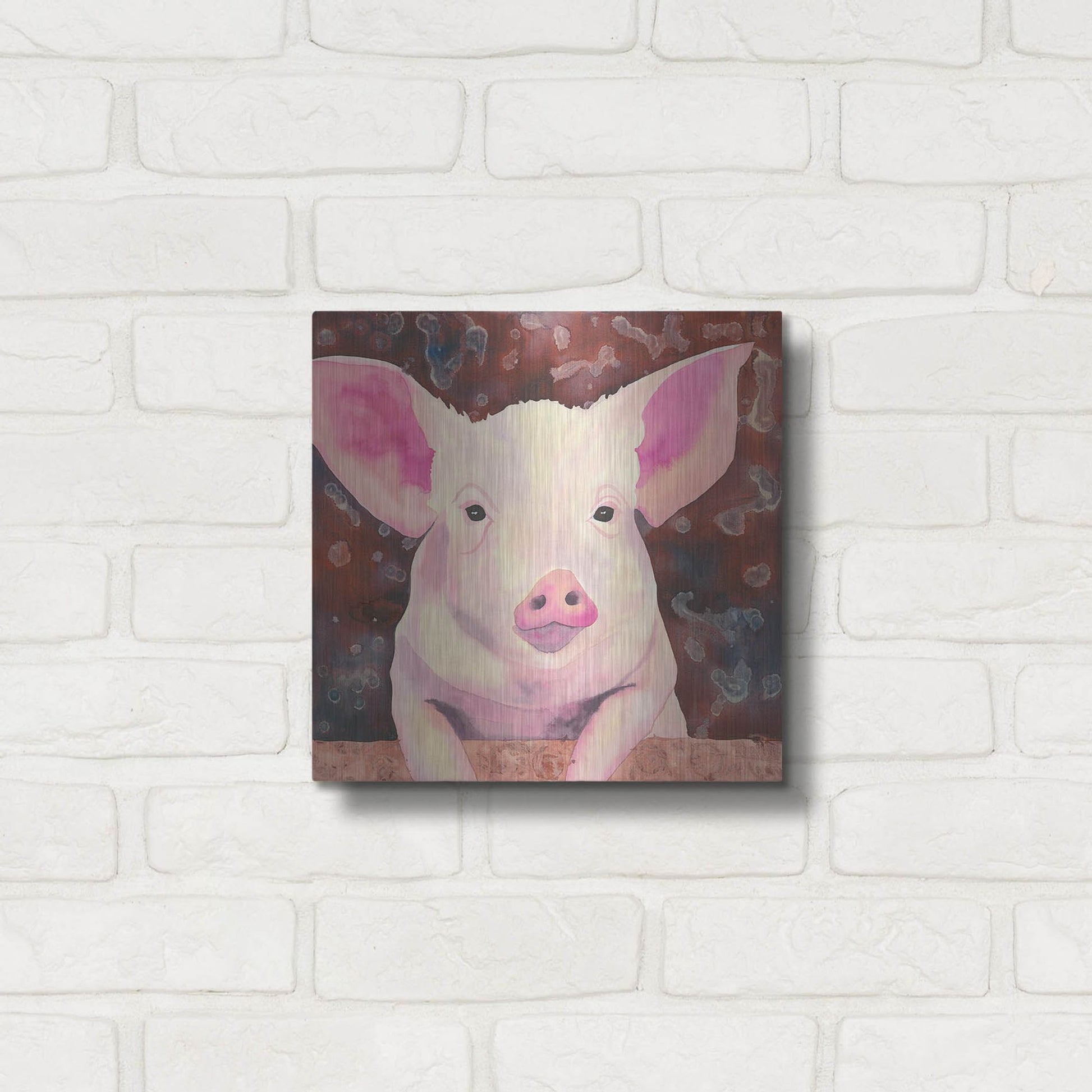 Luxe Metal Art 'Pig' by Carissa Luminess, Metal Wall Art,12x12